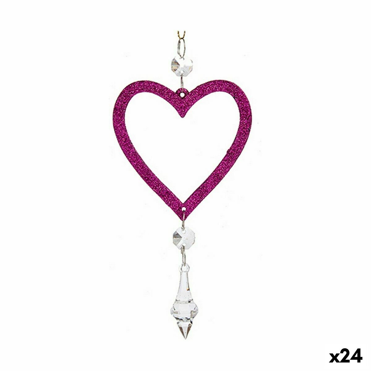 Julgranskula Krist+ Fuchsia Plast Glitter 9 x 16 x 2 cm (24 antal)