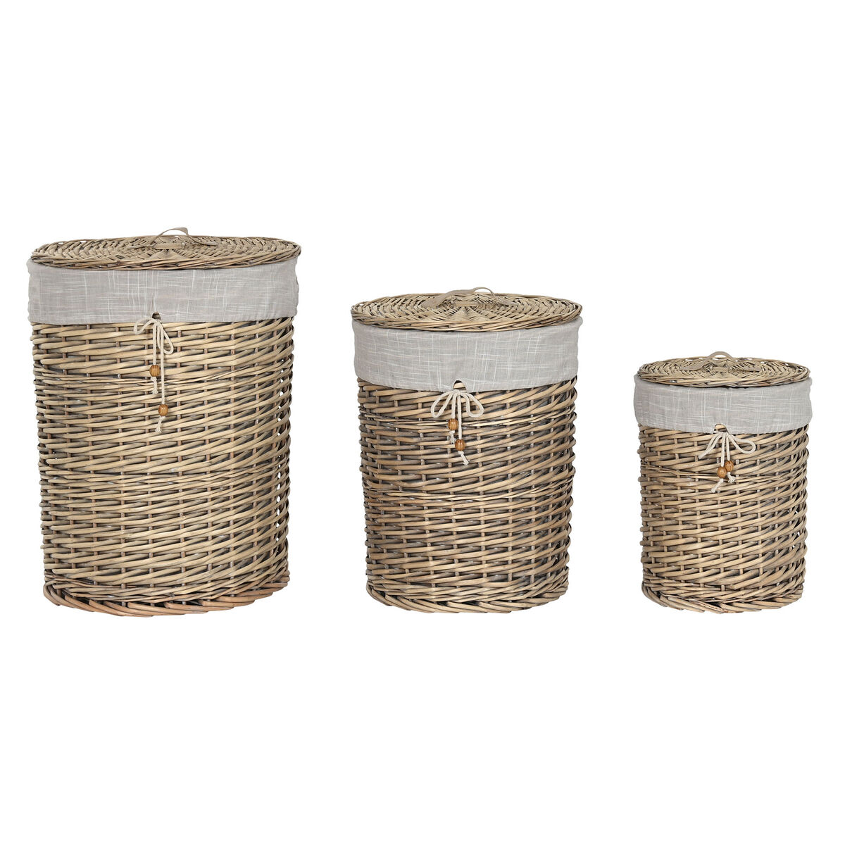 Korgset Home ESPRIT Beige Naturell vide 45 x 45 x 55 cm 3 Delar