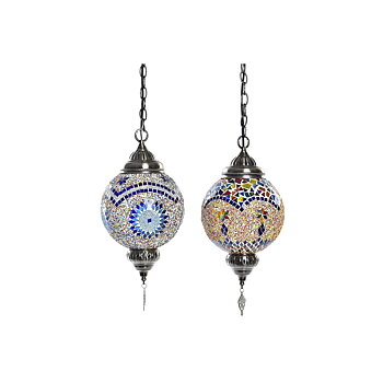Taklampa DKD Home Decor Glas Metall 20 x 20 x 36 cm Multicolour 50 W (2 antal)