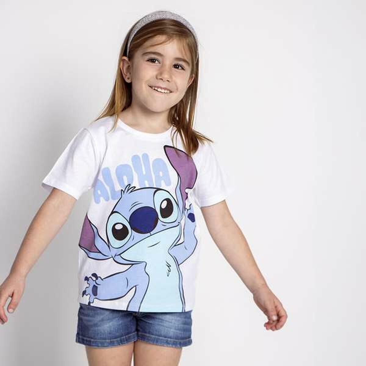 Barn T-shirt med kortärm Stitch Vit - 4