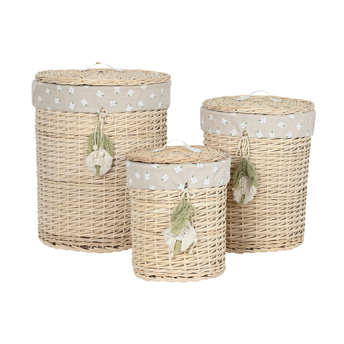 Korg - set Home ESPRIT Grön Naturell vide 45 x 45 x 55 cm 3 Delar - 4
