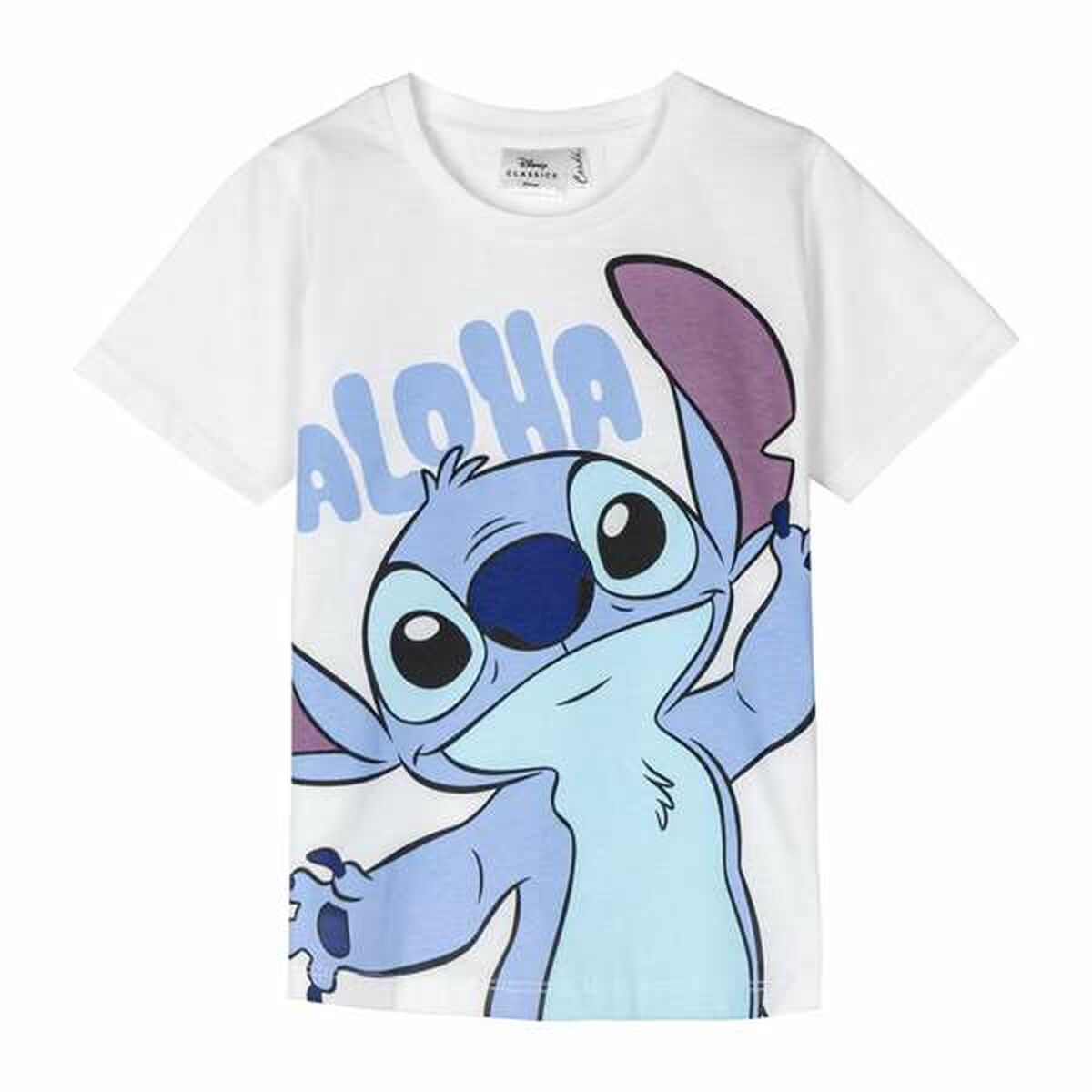 Barn T-shirt med kortärm Stitch Vit