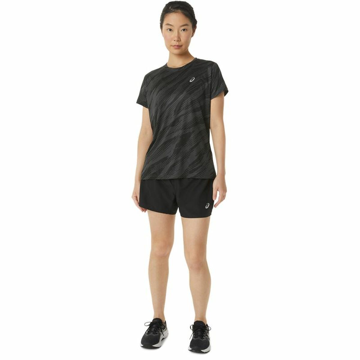 T-shirt med kortärm Dam Asics Core All Over Print Svart Kvinna - 13
