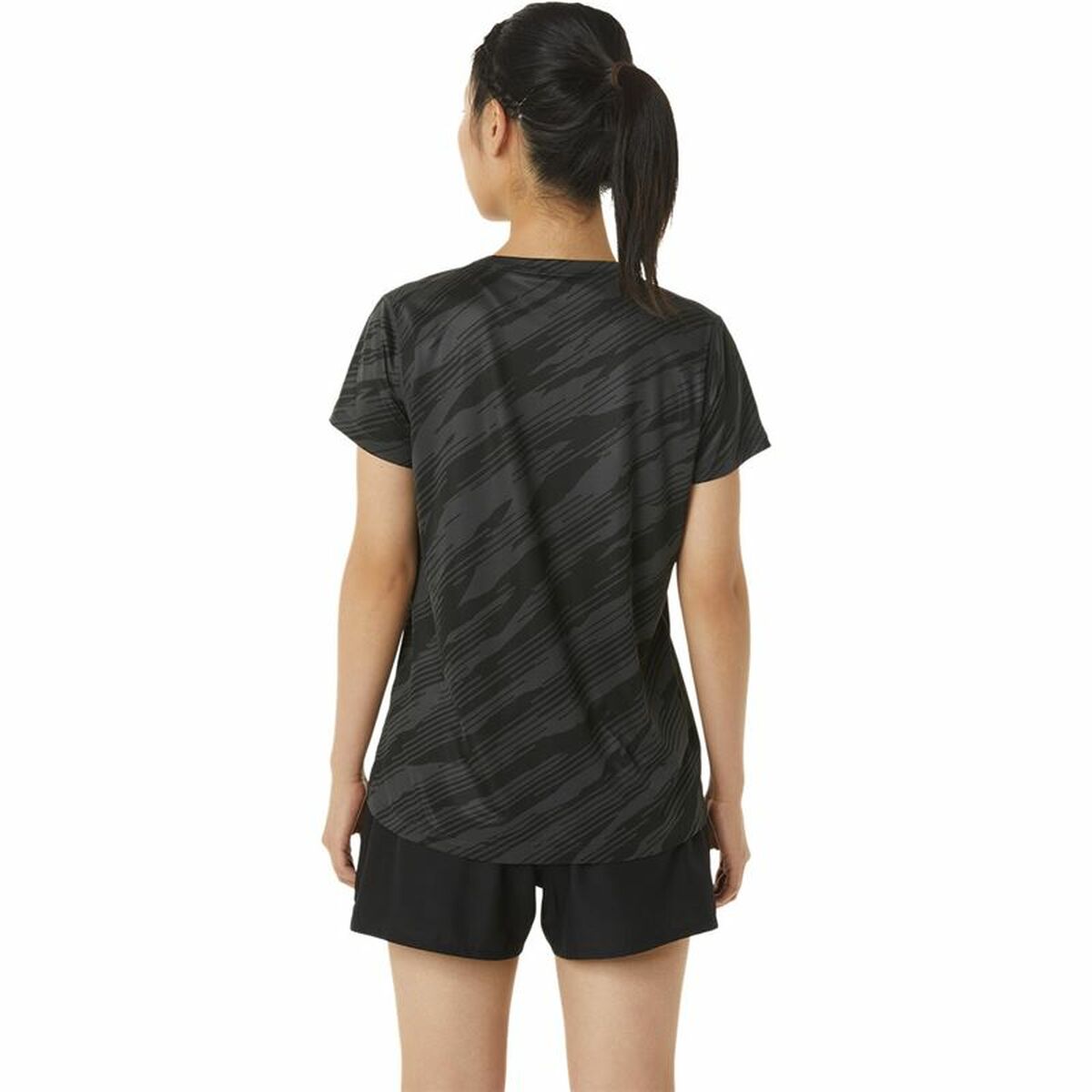 T-shirt med kortärm Dam Asics Core All Over Print Svart Kvinna - 10