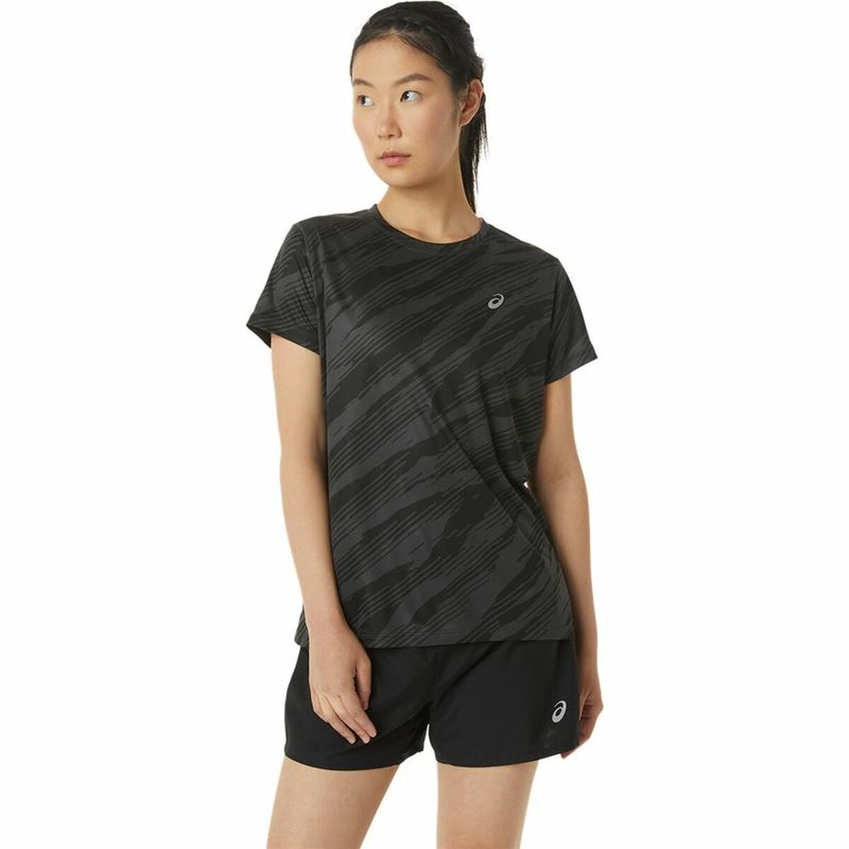T-shirt med kortärm Dam Asics Core All Over Print Svart Kvinna - 7