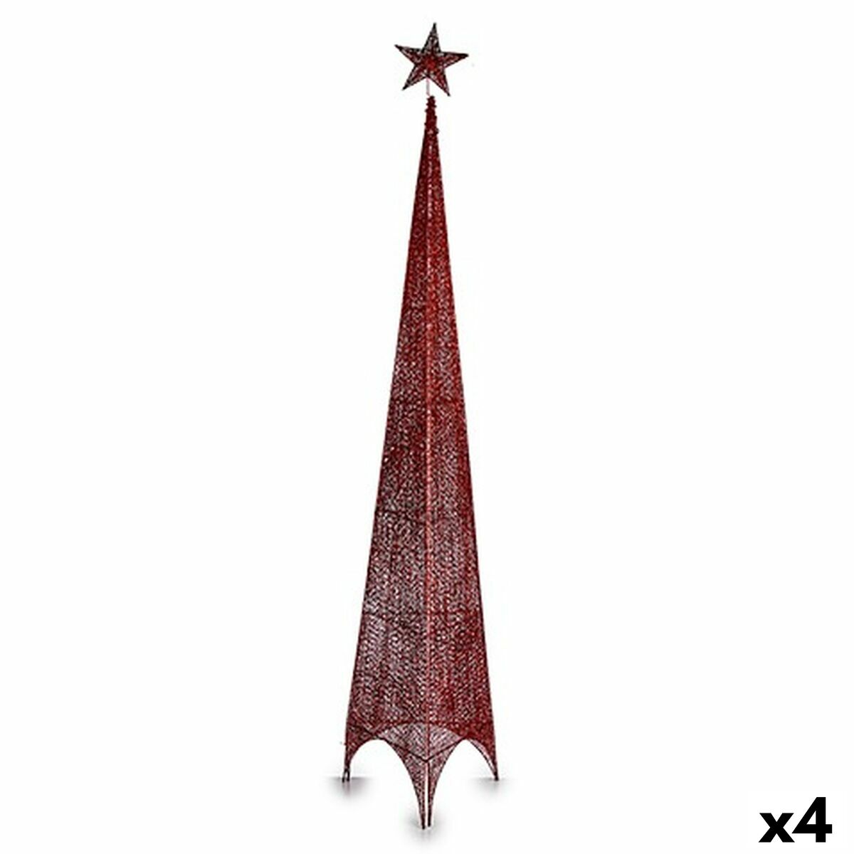 Julgran Torn Röd Metall Plast 39 x 186 x 39 cm (4 antal)