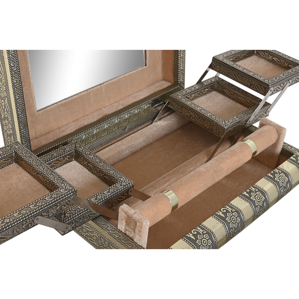 Smyckeskrin Home ESPRIT Vit Champagne Trä Aluminium 27,5 x 21 x 7,6 cm - 2