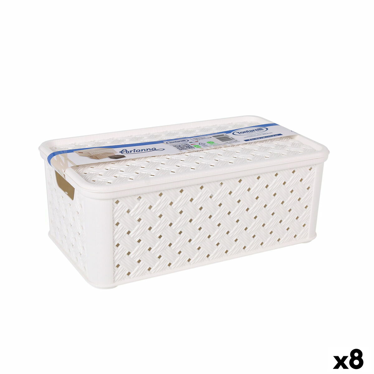 Förvaringslåda med lock Tontarelli Arianna Plast Vit 4 L 29 x 16,6 x 11,2 cm (8 antal) - 3