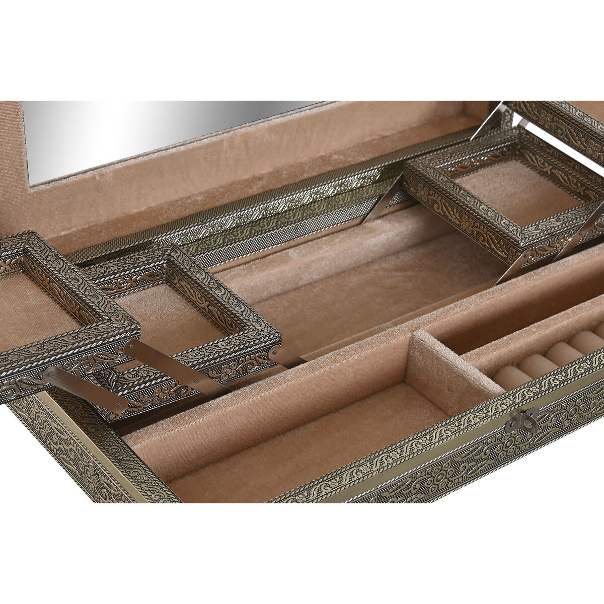 Smyckeskrin Home ESPRIT Vit Champagne Trä Aluminium 38 x 20 x 7,5 cm - 2