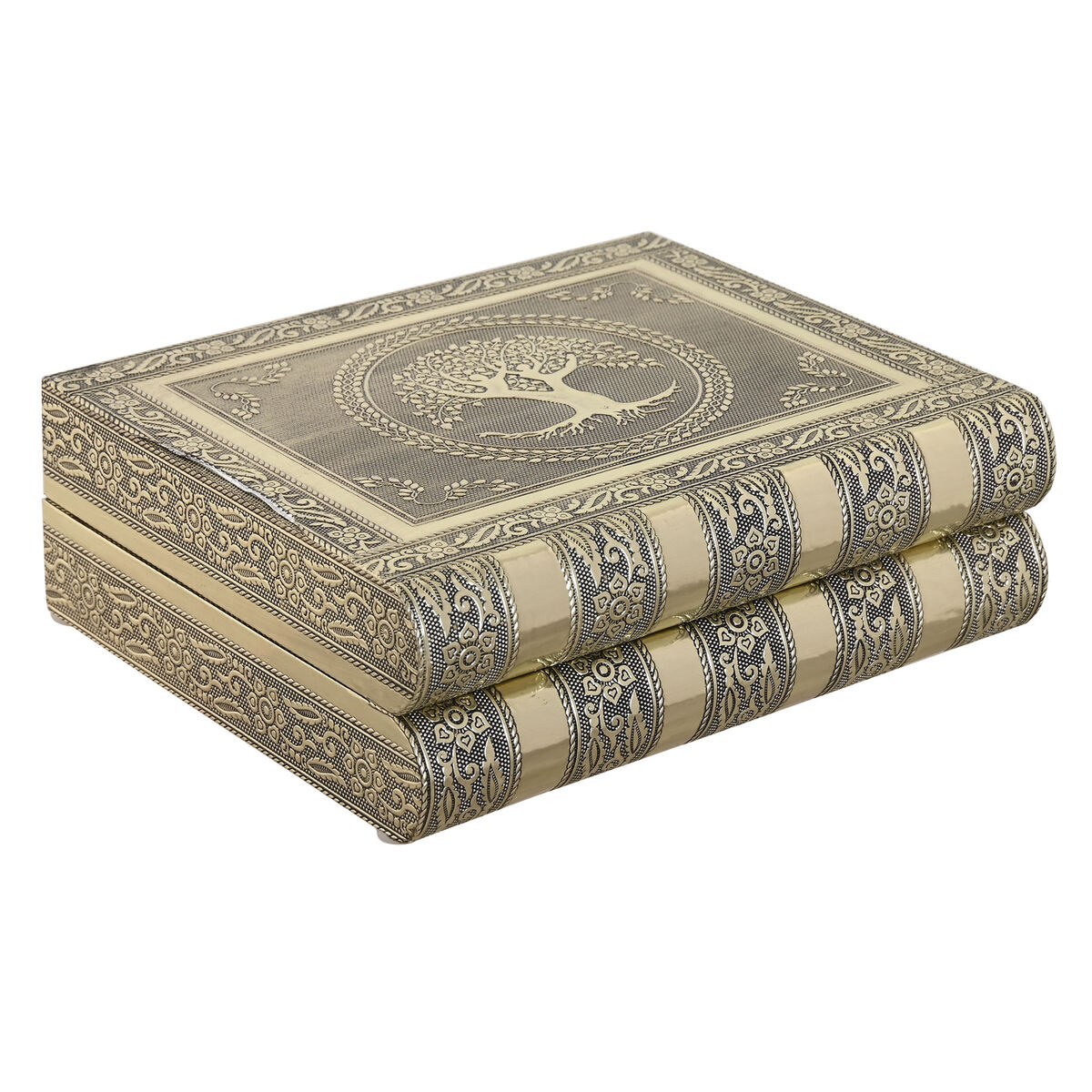 Smyckeskrin Home ESPRIT Vit Champagne Trä Aluminium 22,5 x 18,8 x 7,6 cm - 2