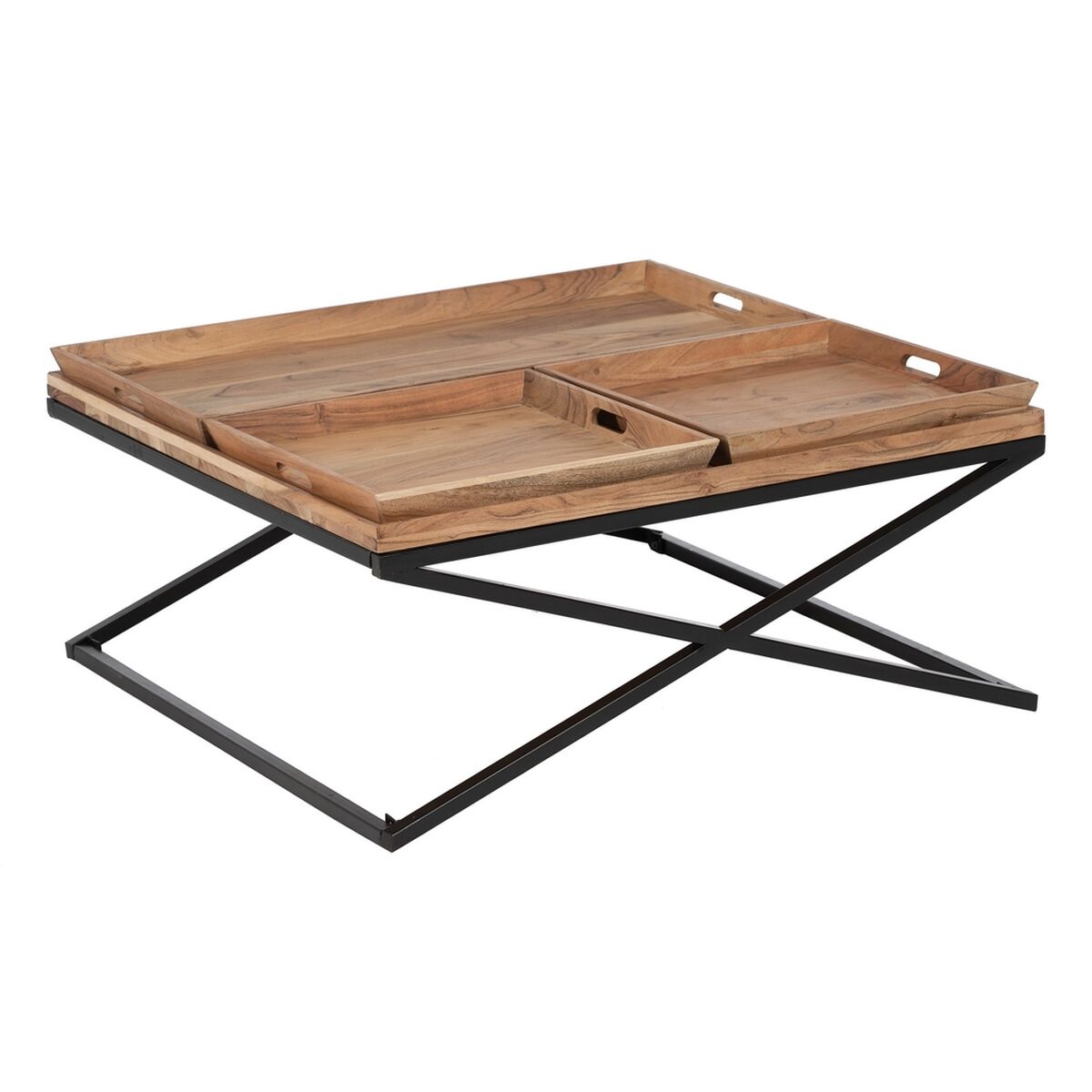 Soffbord Naturell Järn Mangoträ 85 x 85 x 39 cm