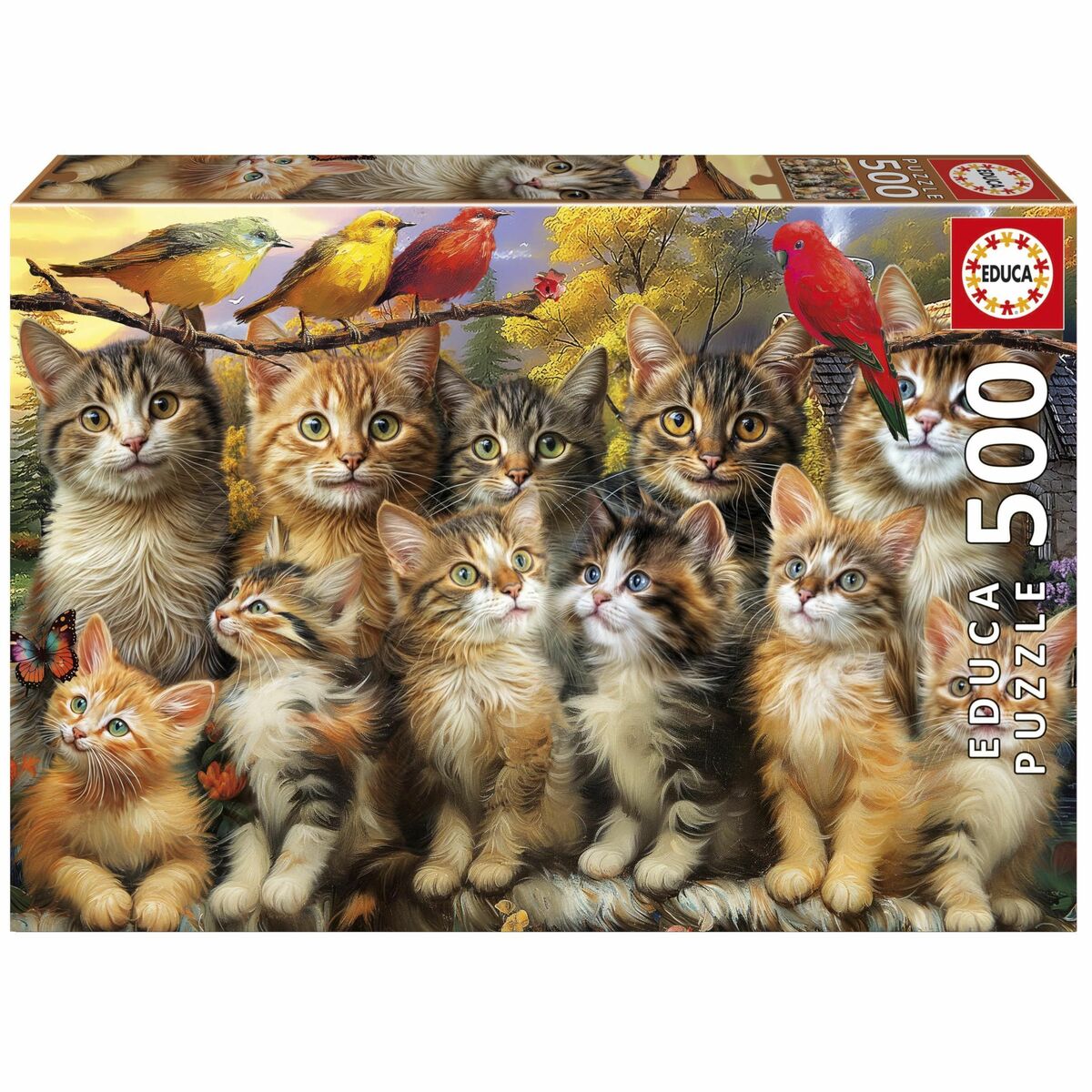 Pussel Educa Gatitos y Pájaros 500 Delar