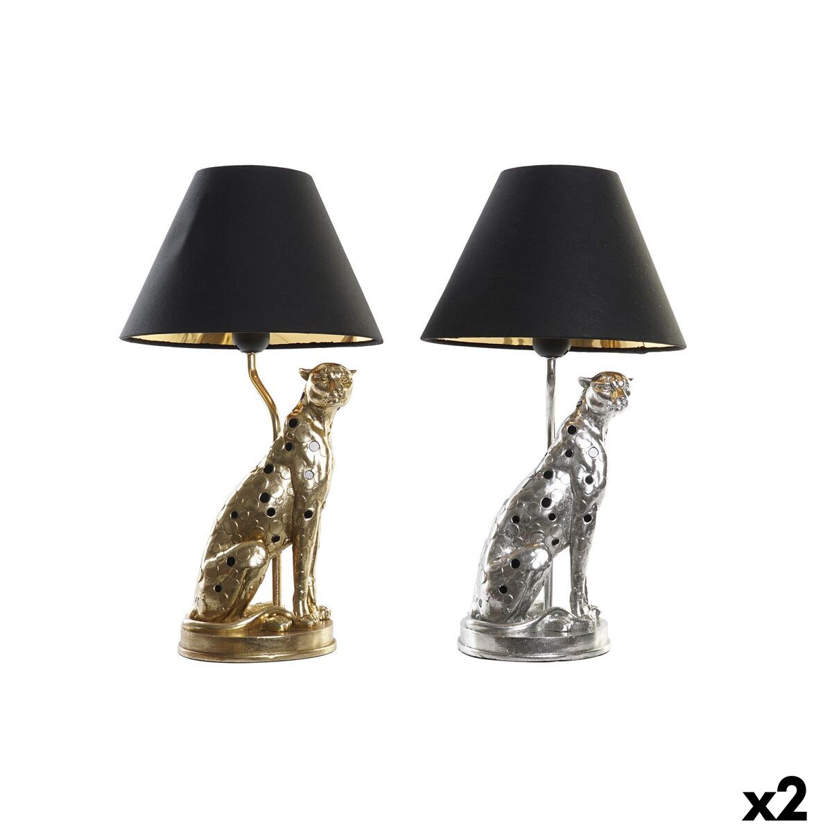 Bordslampa DKD Home Decor Silvrig Svart Gyllene 26 x 26 x 46 cm Harts 220 V 50 W (2 antal) - 13