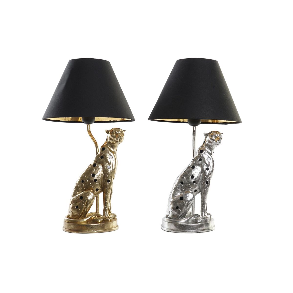 Bordslampa DKD Home Decor Silvrig Svart Gyllene 26 x 26 x 46 cm Harts 220 V 50 W (2 antal) - 5