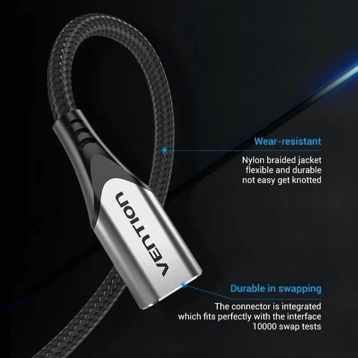 Skarvsladd USB Vention TABHF 1 m Grå (1 antal) - 2