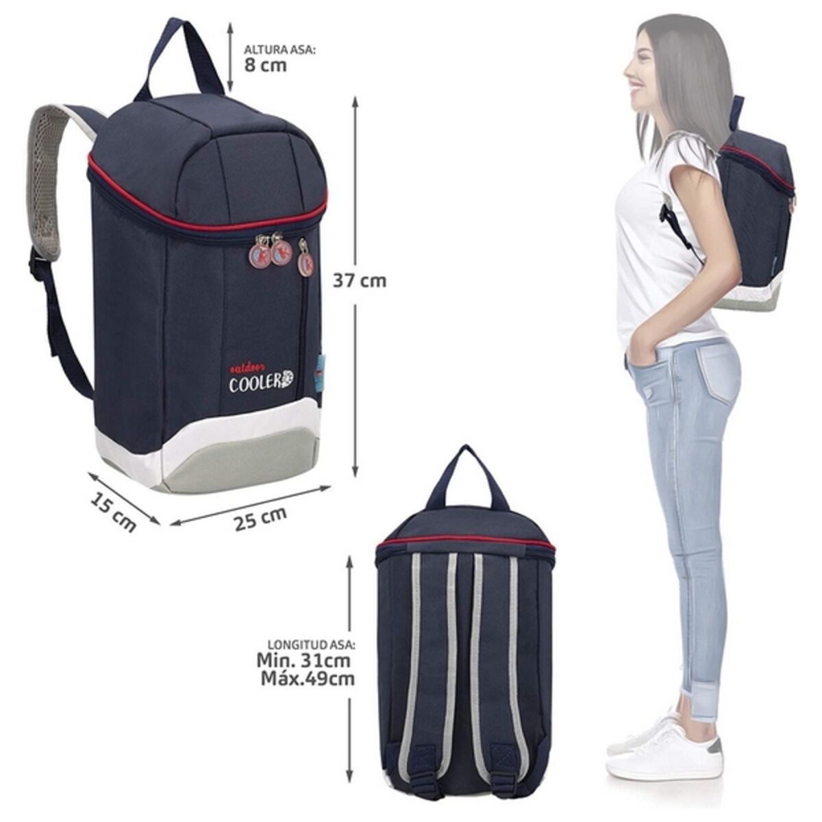 Kylryggsäck Aktive 80730 Marinblå PVC 25 x 15 x 37 cm 9 L - 3