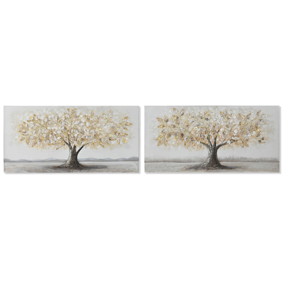 Kanvas Home ESPRIT Gyllene Träd Traditionell 120 x 3 x 60 cm (2 antal)