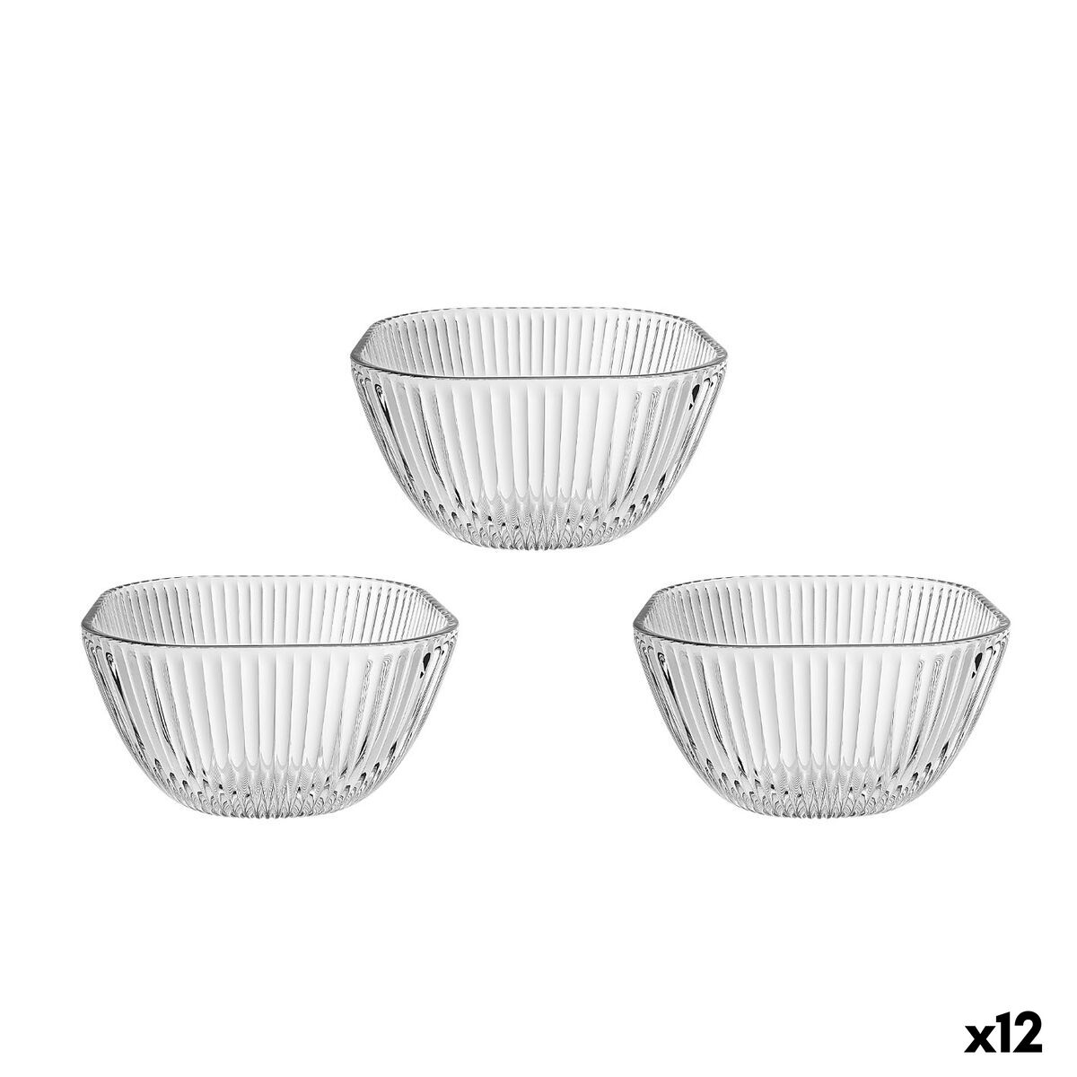 Skålset La Mediterránea Eddas Transparent Glas 270 ml 3 Delar (12 antal)