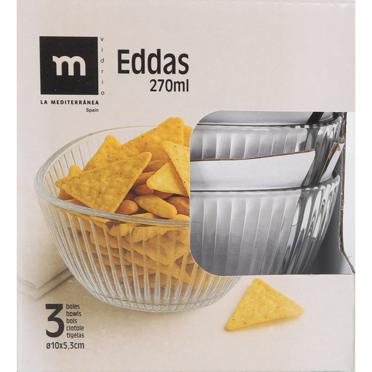 Skålset La Mediterránea Eddas Transparent Glas 270 ml 3 Delar (12 antal) - 3