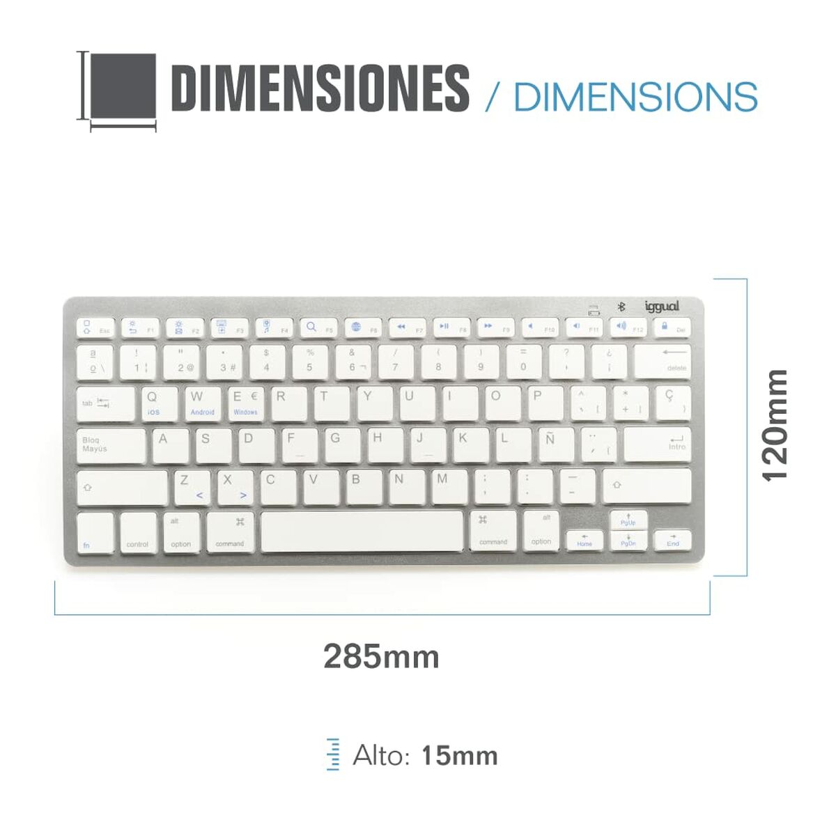 Bluetooth Tangentbord iggual IGG316788 spanska Apa (1 Delar) - 8