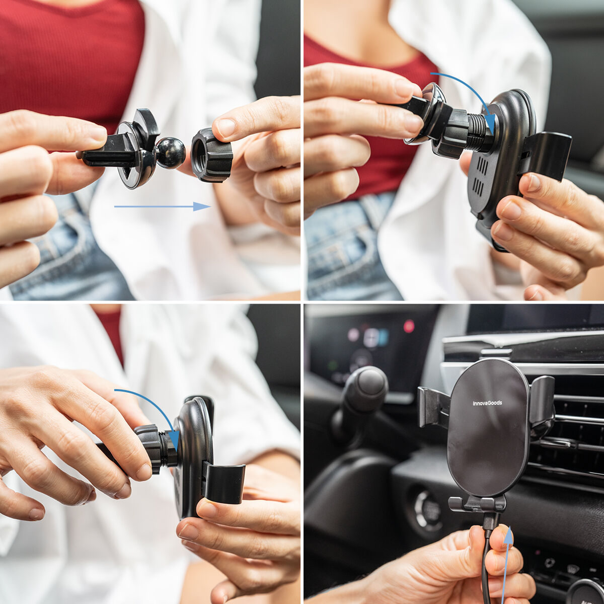 Hållare med trådlös snabbladdare för bilen Chakar InnovaGoods - 5