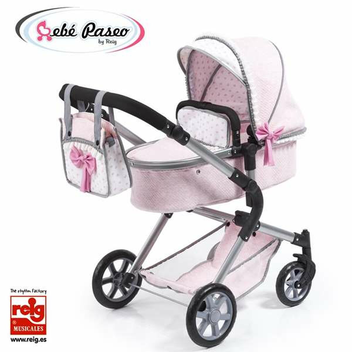 Dockvagn Reig Combi 62 cm 82 x 79 x 38,5 cm Rosa - 4