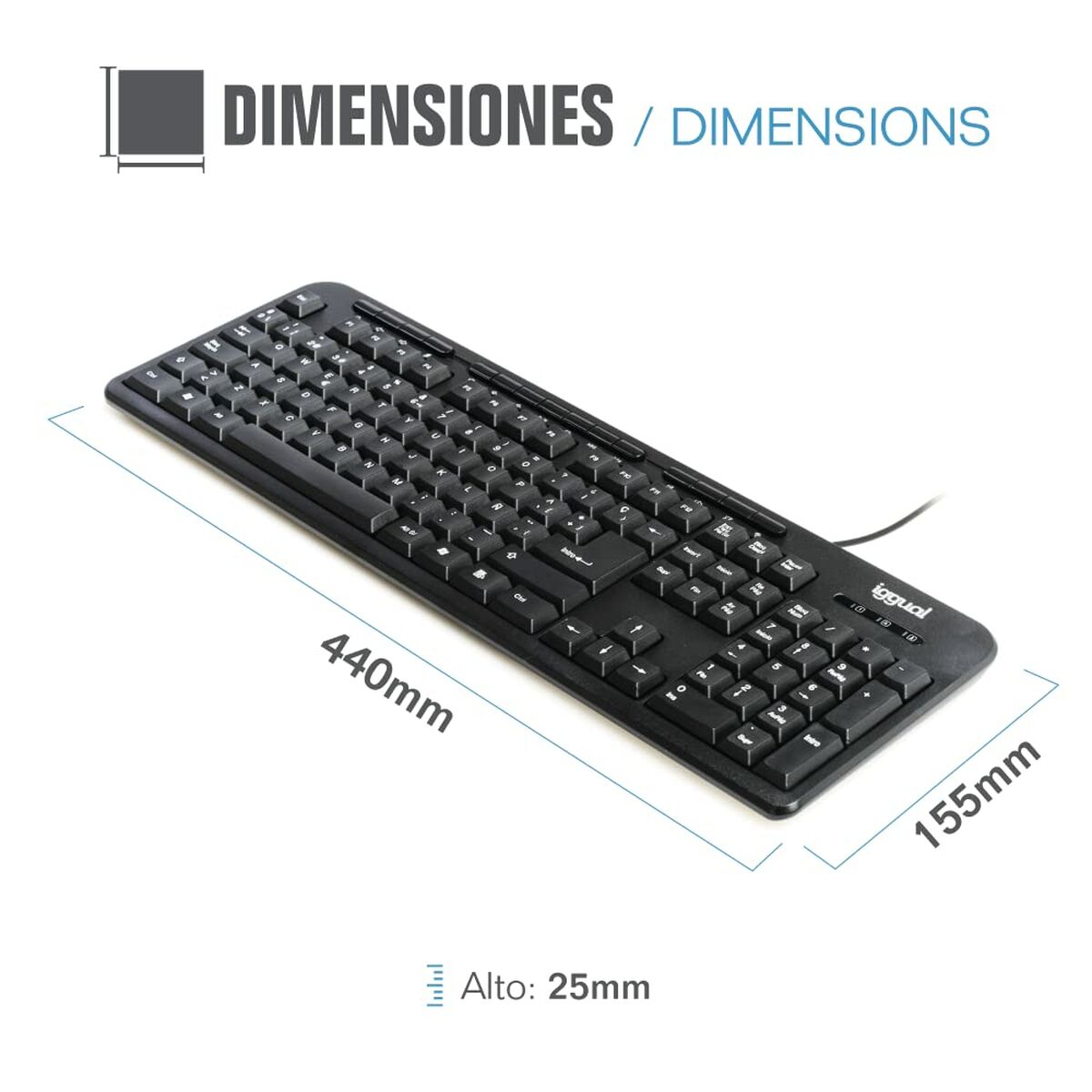 Tangentbord iggual CK-BASIC-120T QWERTY USB Svart spanska Apa (1 Delar) - 5