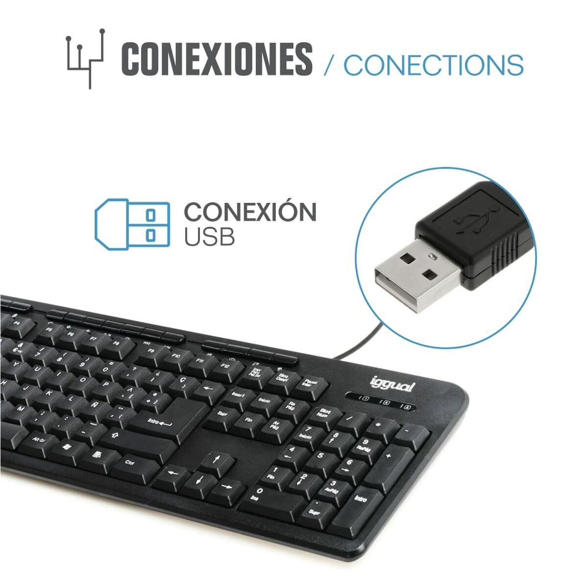 Tangentbord iggual CK-BASIC-120T QWERTY USB Svart spanska Apa (1 Delar) - 4