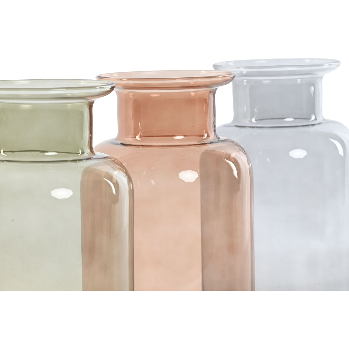 Vas Home ESPRIT Blå Grön Ambra Glas 14,5 x 14,5 x 26,5 cm (3 antal) - 2