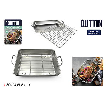 Ugnsplåt Quttin Silvrig Stål 30 x 24 x 5,5 cm (12 antal)