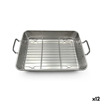 Ugnsplåt Quttin Silvrig Stål 30 x 24 x 5,5 cm (12 antal)