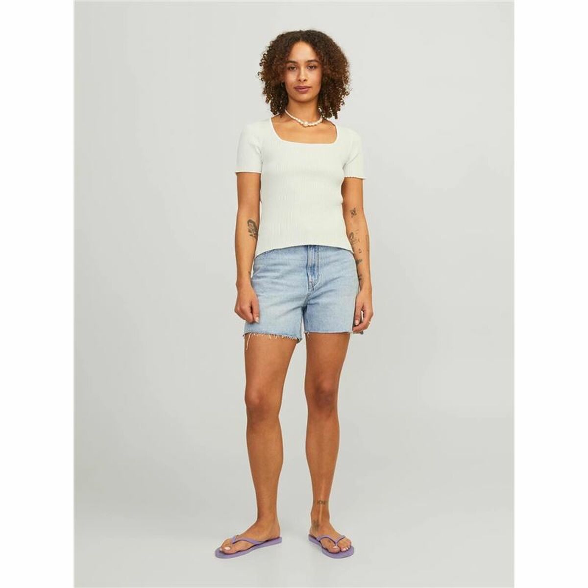 T-shirt med kortärm Dam Jxsky Ss Jack & Jones Cloud Dancer Varmvit - 4