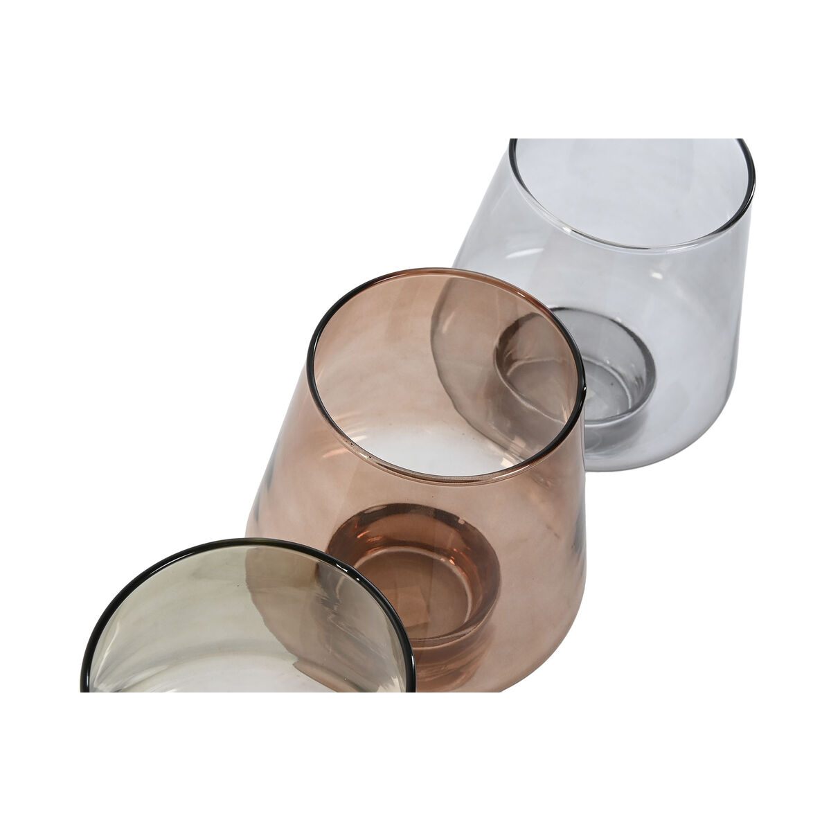 Vas Home ESPRIT Blå Grön Ambra Glas Modern 14,5 x 14,5 x 18 cm (3 antal) - 3