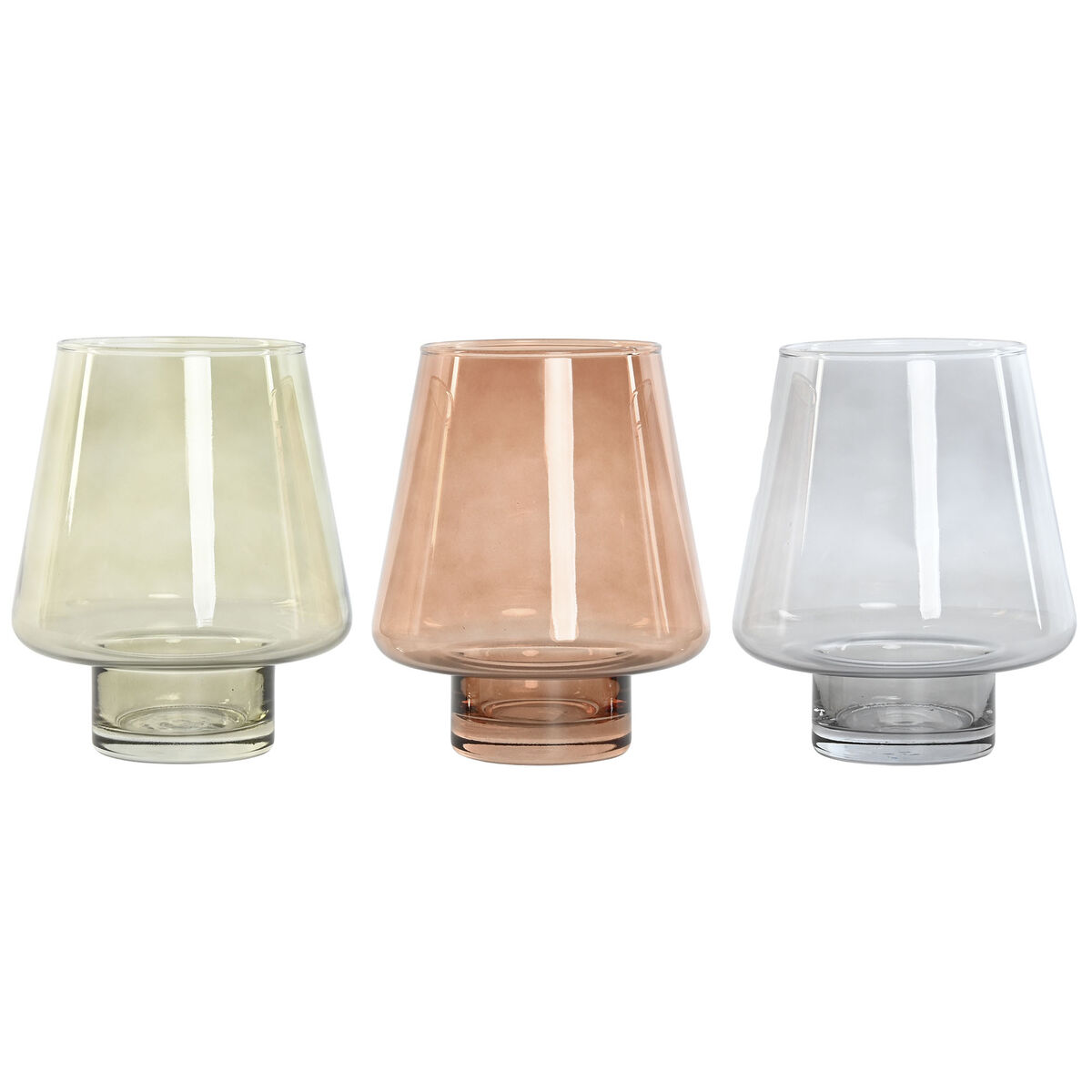 Vas Home ESPRIT Blå Grön Ambra Glas Modern 14,5 x 14,5 x 18 cm (3 antal)