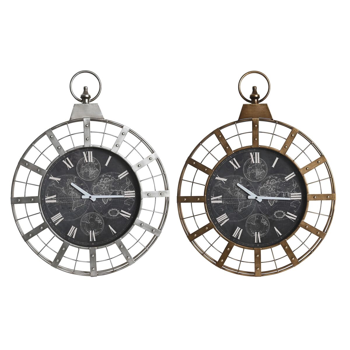 Väggklocka DKD Home Decor 60 x 6,5 x 78 cm Glas Silvrig Svart Gyllene Järn (2 antal) - 4