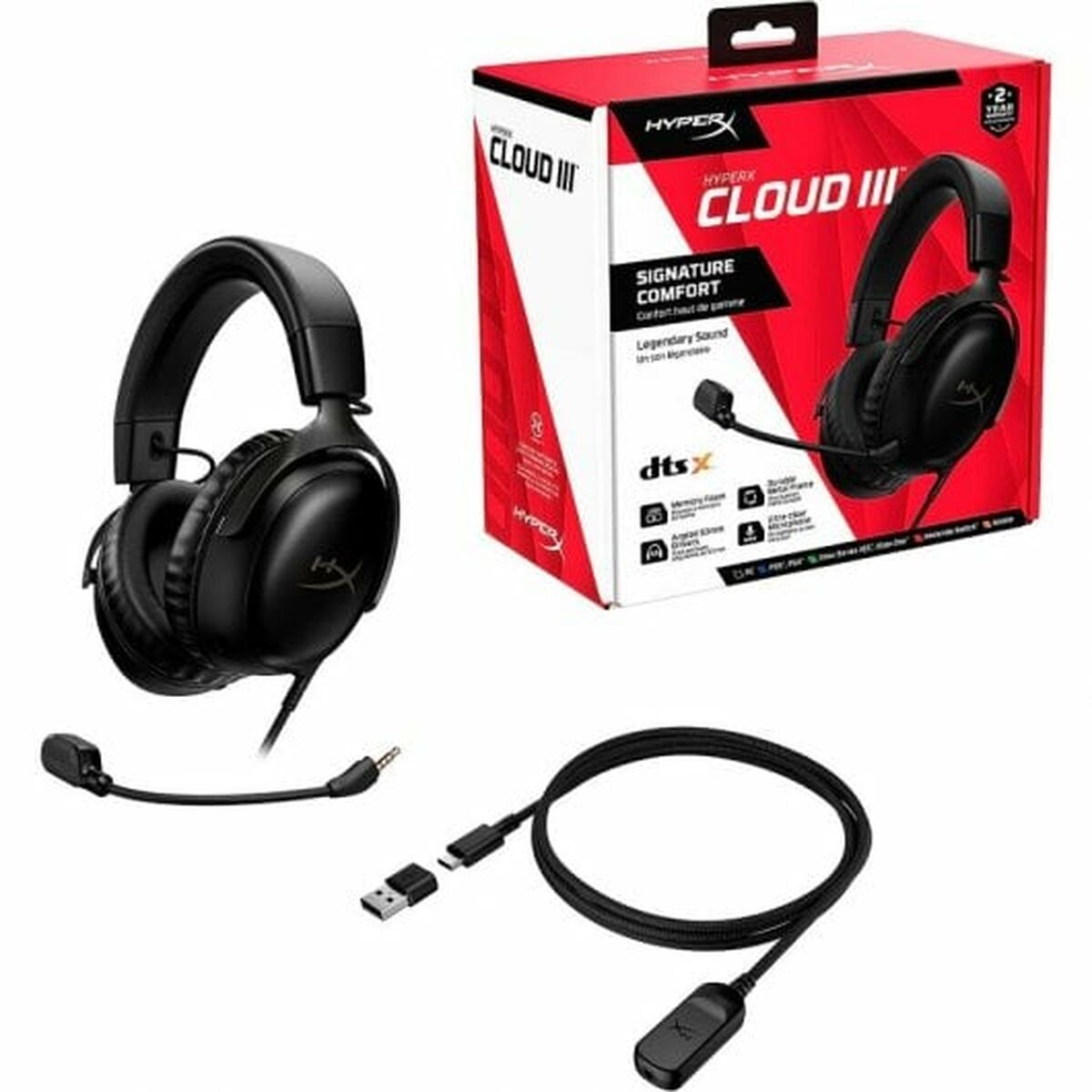 Hörlurar med Mikrofon HyperX Cloud III Svart - 2