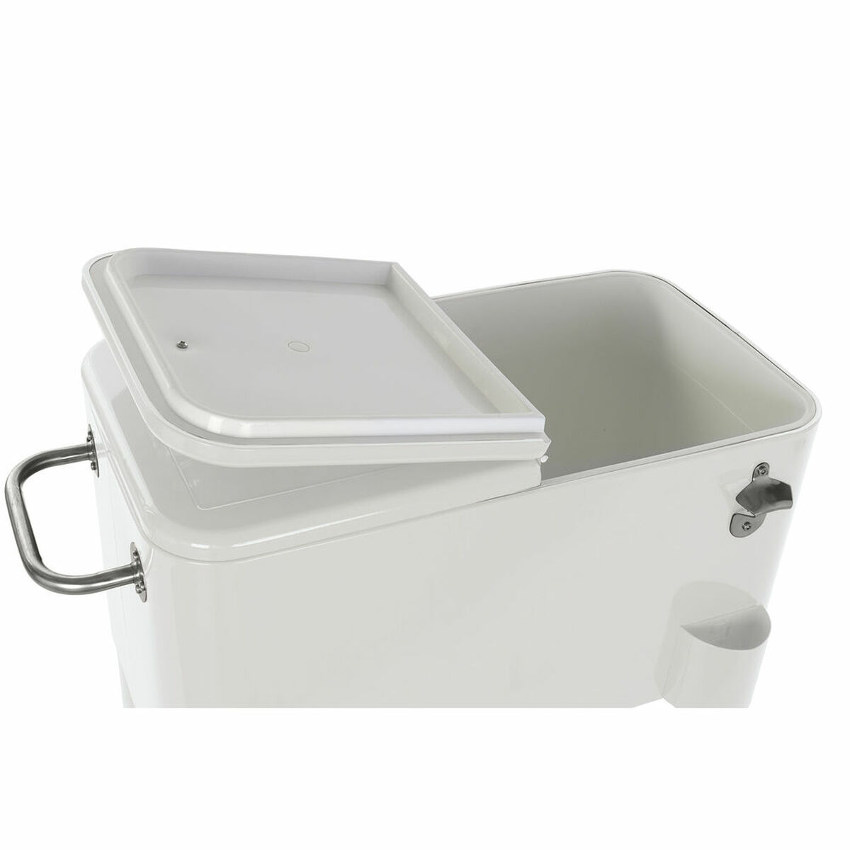Bärbar kyl DKD Home Decor Vit Med hjul Stål PP (56 L) (74 x 43 x 80 cm) - 4