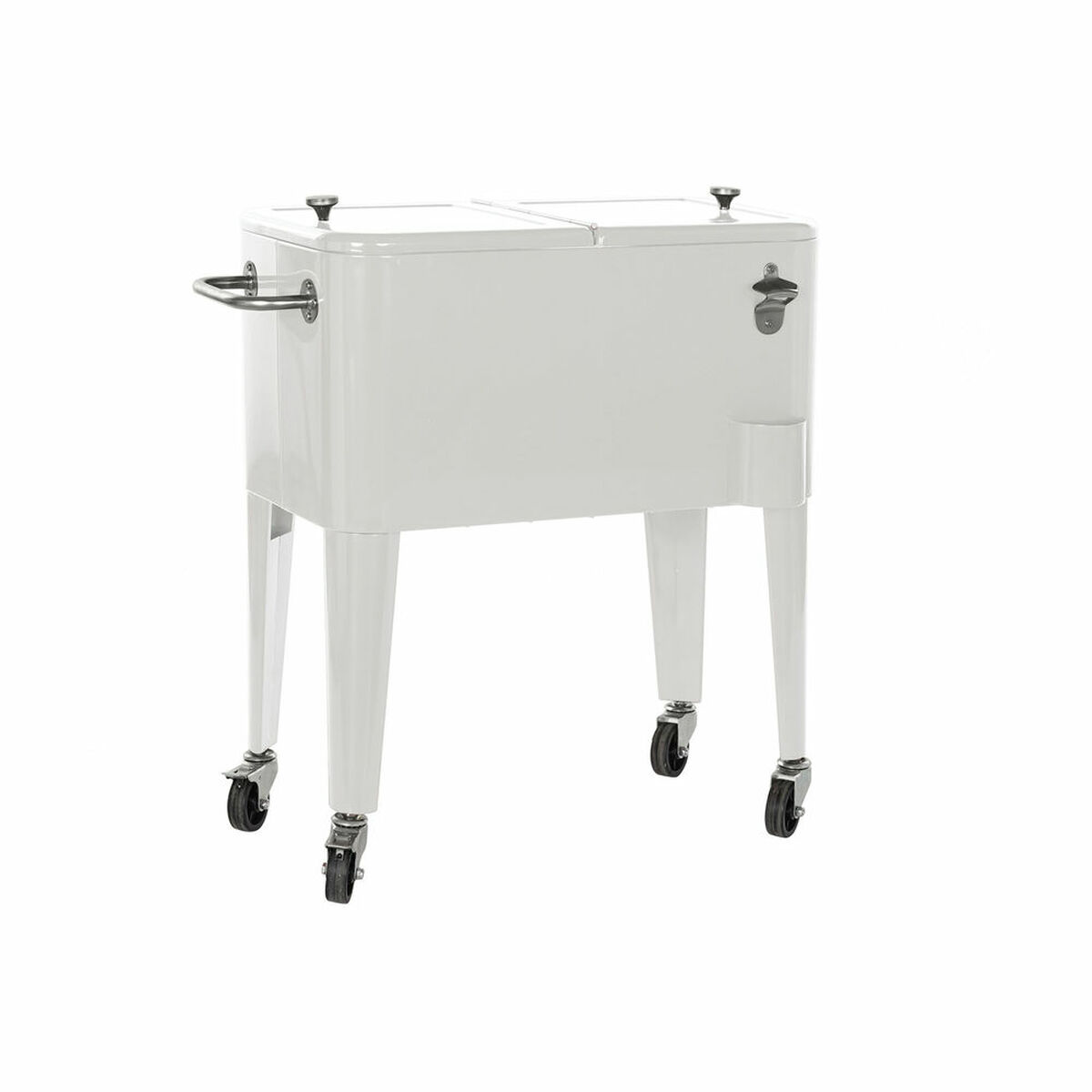 Bärbar kyl DKD Home Decor Vit Med hjul Stål PP (56 L) (74 x 43 x 80 cm)