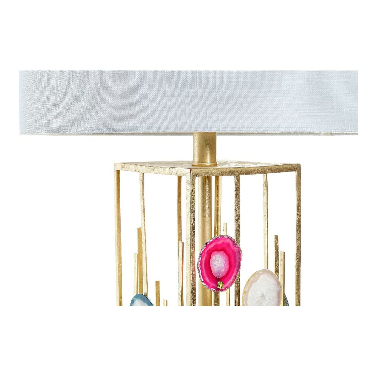 Bordslampa DKD Home Decor Vit Polyester Metall Glas 220 V Gyllene 60 W (41 x 41 x 72 cm) - 13