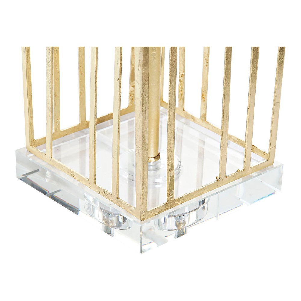 Bordslampa DKD Home Decor Vit Polyester Metall Glas 220 V Gyllene 60 W (41 x 41 x 72 cm) - 3
