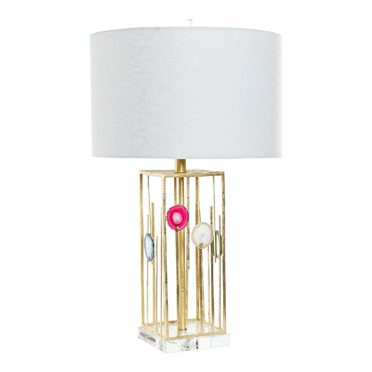 Bordslampa DKD Home Decor Vit Polyester Metall Glas 220 V Gyllene 60 W (41 x 41 x 72 cm) - 11