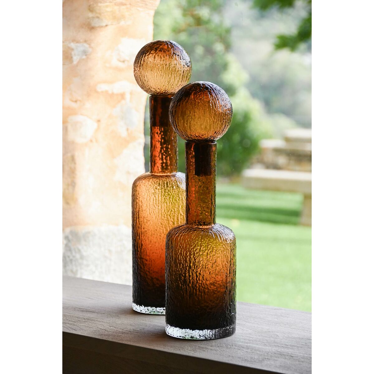 Vas Home ESPRIT Brun Glas Modern 12,5 X 12,5 X 43,5 cm - 2