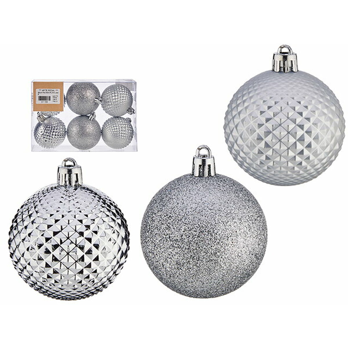 Uppsättning av julkulor Krist+ Silvrig PVC Ø 6 cm (12 antal) - 4