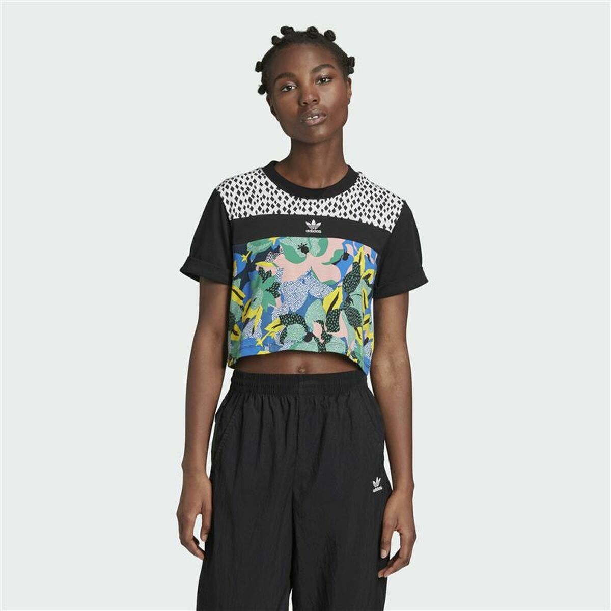 T-shirt med kortärm Dam Adidas Cropped Svart (42) - 8