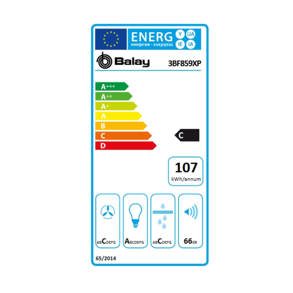 Konventionell fläkt Balay 3BF859XP 86 cm 790 m3/h 66 dB 277W Silvrig Stål - 3
