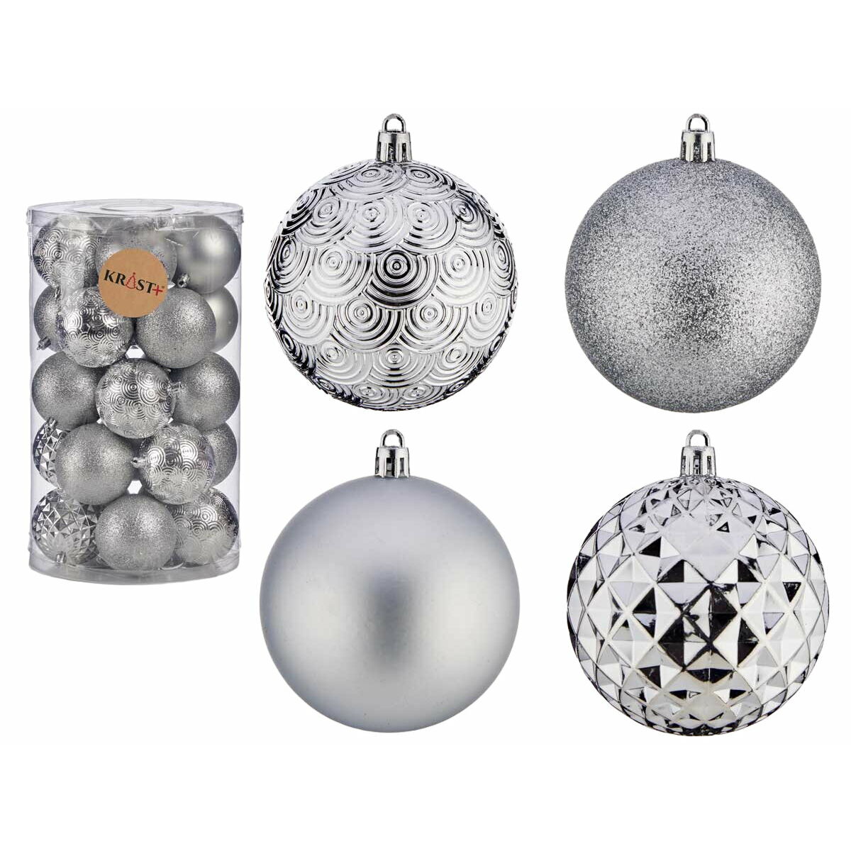 Uppsättning av julkulor Krist+ Silvrig PVC Ø 8 cm (4 antal) - 2