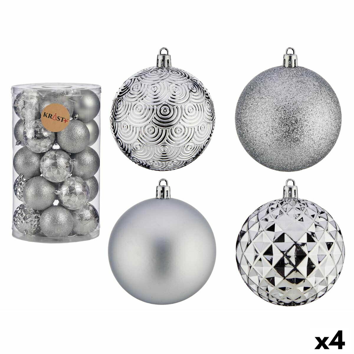 Uppsättning av julkulor Krist+ Silvrig PVC Ø 8 cm (4 antal) - 3