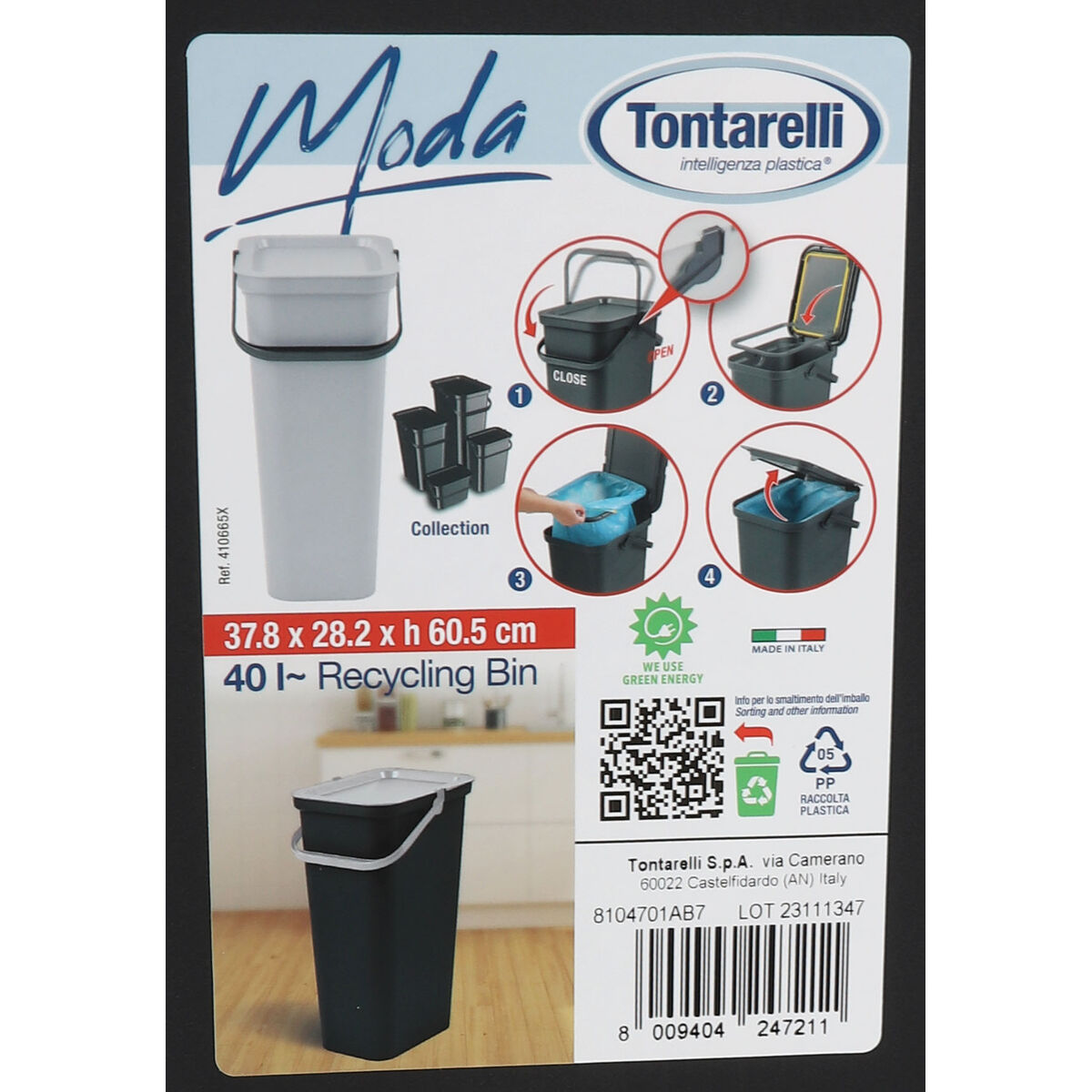 Avfallsbehållare Återvinning Tontarelli Moda Gul 38 L (4 antal) - 5