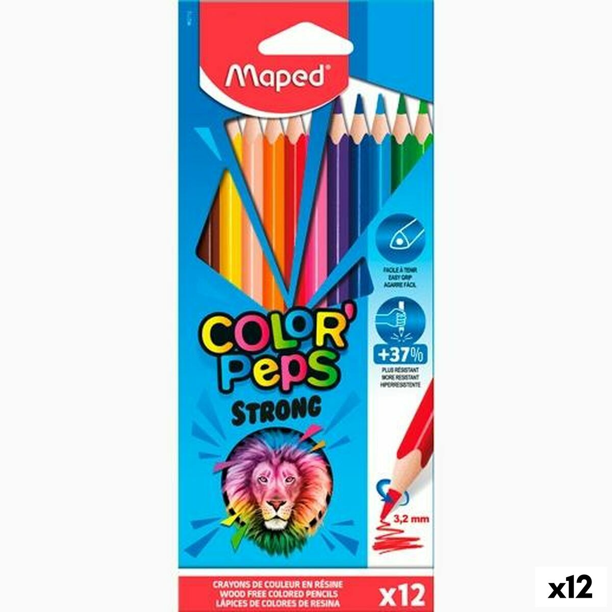 Färgpennor Maped Color' Peps Strong Multicolour 12 Delar (12 antal)