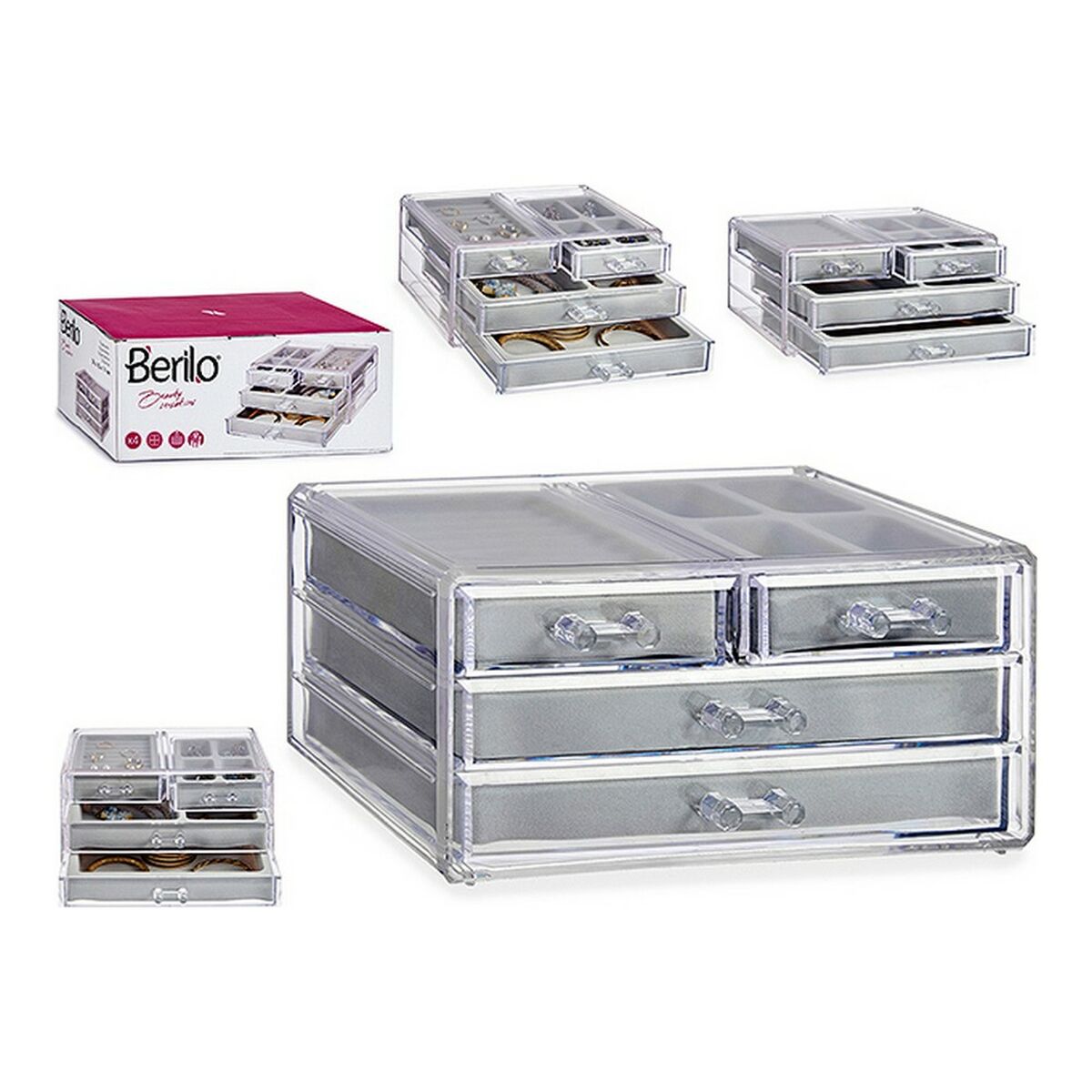 Smyckeskrin Berilo Transparent Metakrylat 24 x 10,5 x 15 cm